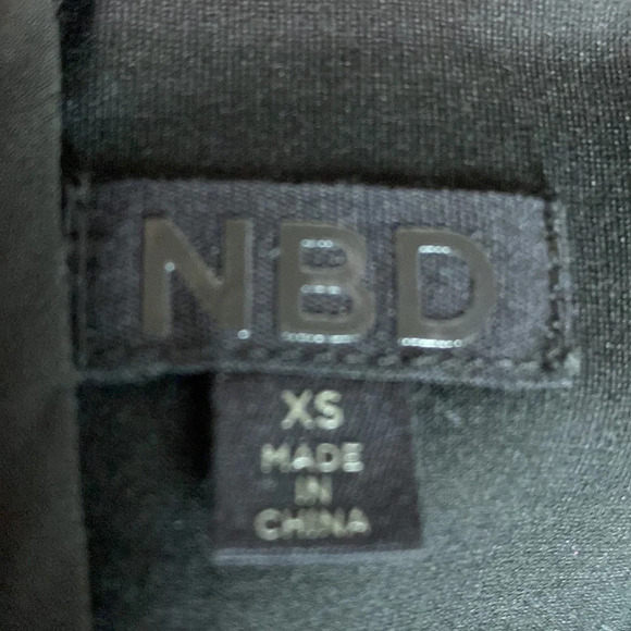 NBD Revolve Dries Black Asymmetric Hem Deep V-Neck Bodycon Mini Dress Size XS - Picture 9 of 11